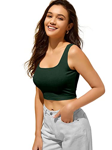 Image of BERRY BIRD Women's Knitted Sleeveless Solid Square Neck Tank Tops
