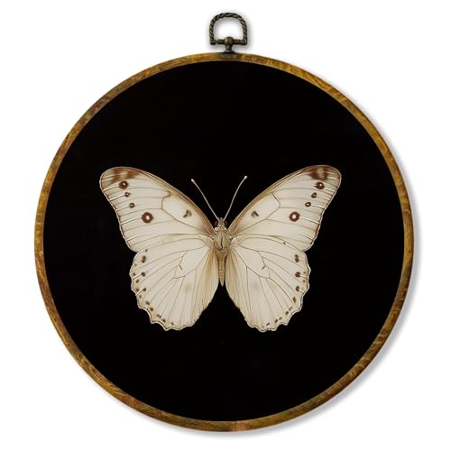 Vintage White Butterfly Wall Art – Retro Antique Moth Decor