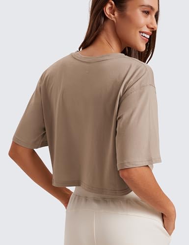 Image of CRZ YOGA Pima Cotton High Neck Crop T-Shirt