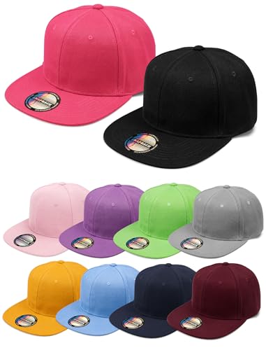 Image of 10 Pack Blank Snapback Hats for Men Flat Brim Hats Baseball Caps Bulk