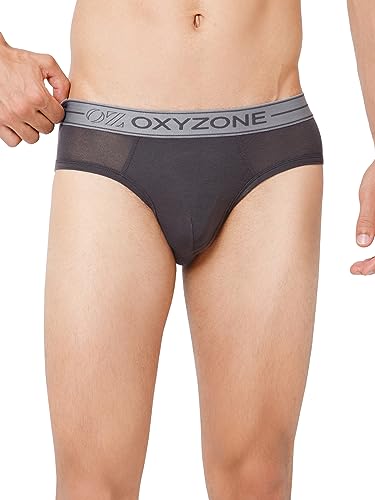 Image of OXYZONE Men's Modal Solid Brief with Sweat-Absorbent & Anti-Odour Fabric, Lightweight, Tag-Free, Breathable Innerwear with Outer Soft Waistband