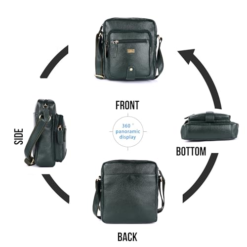 Image of Premium Genuine Leather Messenger Sling Bag for Men & Women - Multipurpose Crossbody Bag with Adjustable Strap & Multiple Pockets for Travel, Office, Work, College & Daily Use