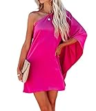 Jhsnjnr Womens Sexy Mini Dress Dressy Casual Cocktail Party Dress Formal Wedding Guest Dresses Hot Pink