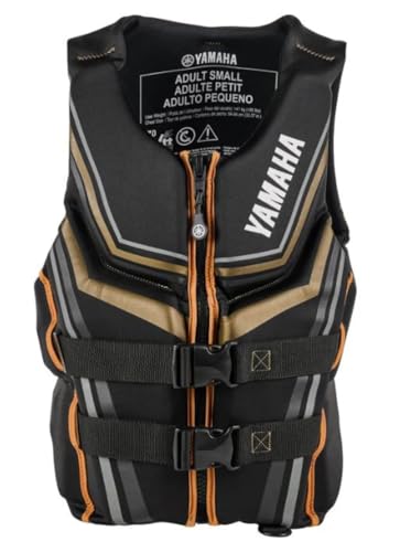 Yamaha Motor Mens Neoprene Two-Buckle PFD Life Jacket Vest (Black/Gold Large)