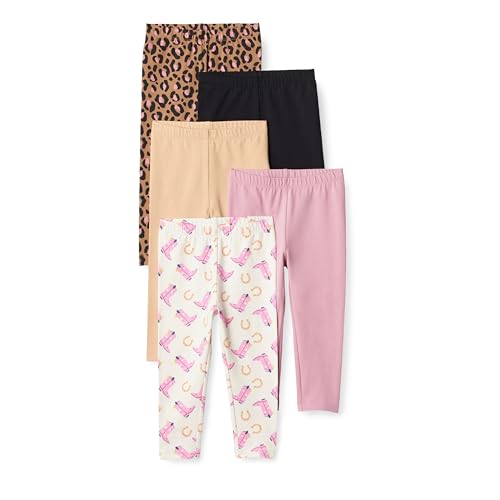 Image of Amazon Essentials Girls' Cotton Stretch Leggings, Multipacks