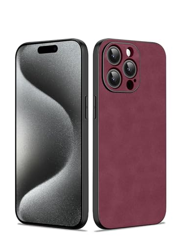 Coque iPhone 15 Pro Max anti-vibrations et antidérapante rouge vin léger