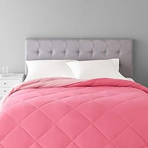 Amazon Basics Polyester Reversible Comforter – (Pink, Full Size, Pack of 1)