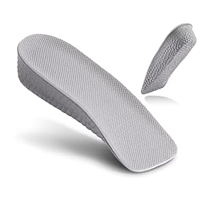 Elfzone Height Increase Insoles – 1 Inch – Foot Arch Contour Shoes Lifts for Men Orthopedic Heel Lift Cushion Gel Leg Discrepancy Balancer, Men’s Size 10-12, Grey (2 Pcs) (1 Inch)
