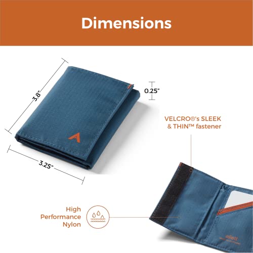 Image of Allett Trifold Wallet, Indigo Blue | Nylon, RFID Blocking | Slim, Minimalist, Water Resistant, Thin, Front Pocket | Holds 2-12 Cards, Flat Bills, Receipts & Coins | For Men & Women
