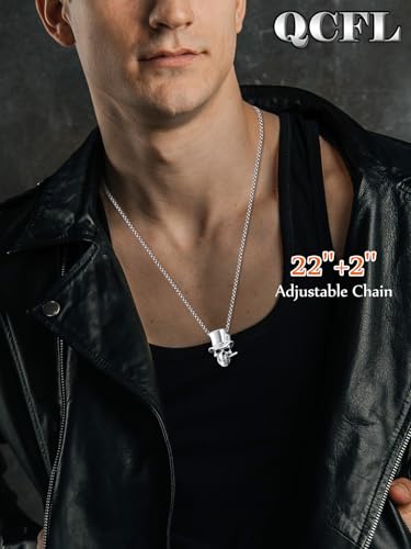 Skull Necklaces for Men, 925 Sterling Silver Mens Pendant Necklace, Cool Gothic Skull Jewelry Halloween Jewelry Gifts for Men Husband Him Father Son3