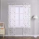 Joyswahl Schiebegardinen Voile Transparente Vergoldeter Schmetterling Schiebevorhang Gardinen mit Klettband Vorhang BxH 57x225cm Gold 2 Stück