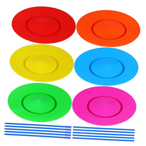 Yardwe 1Set Spinning Plate Plates Juggling Sticks for Circus Skills Indoor Outdoor Entertainment Birthday Party Fun Hand Eye Coordination Development