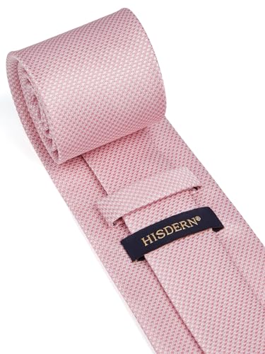 Image of HISDERN Mens Ties Set Stripe Plaid Ties for Men and Pocket Square Cufflinks Formal Silk Necktie Wedding Business