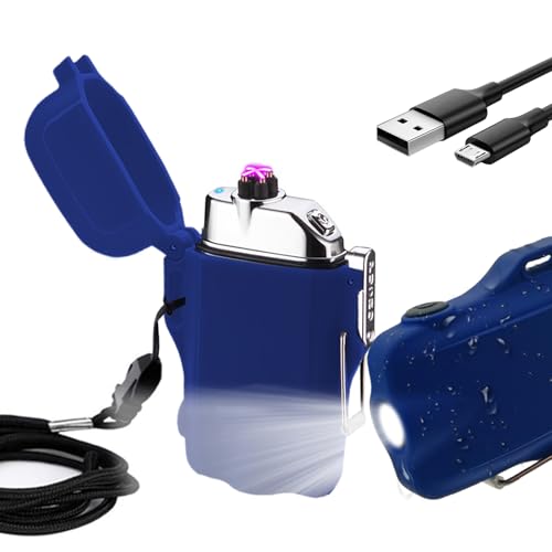 Encendedor eléctrico de doble arco USB con linterna LED impermeable para acampada