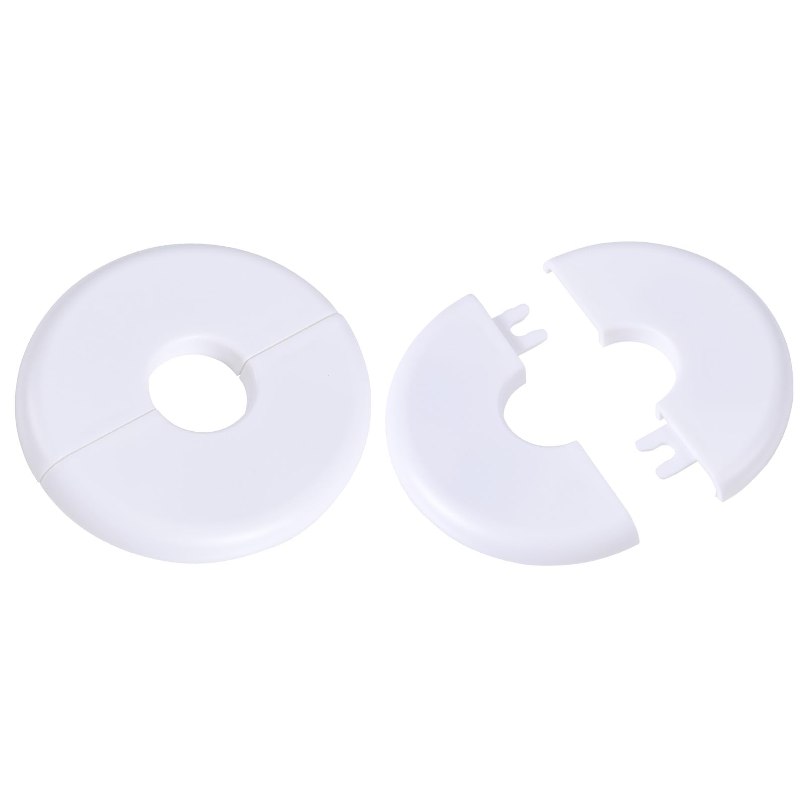 2uds Brida de Pared Dividida, Placa de Escudo Redonda de ABS Placas de Cubierta de Plomería para Accesorios de Decoración de Grifo de Tubería de 23mm de Diámetro (Blanco)