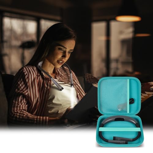 Image of GWCASE Hard Carrying Case for Glocusent for Vekkia LED Neck Reading Lights | Shock-Resistant EVA Shell, Mesh Pocket for Cable, Keep Small Gear Neat for Bedtime Reading, Crochet, Travel, Green, Box Only