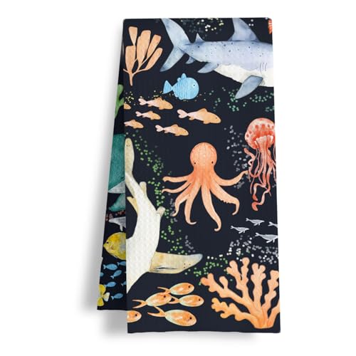 HSIASHENG Sea Life Kitchen & Bathroom Towels 16x24