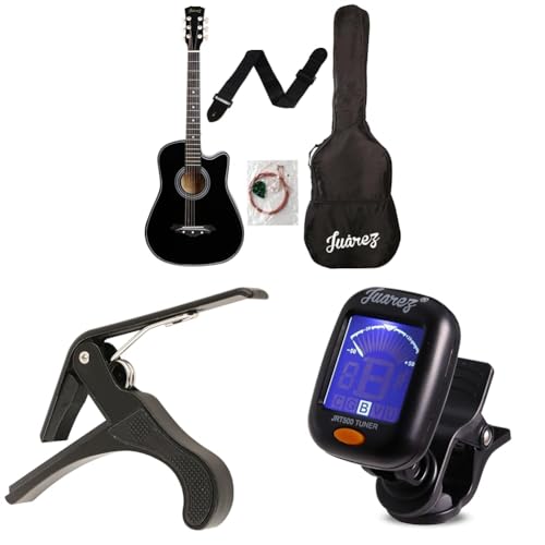 Image of Juarez 38C Black Guitar Kit with Capo and Guitar Tuner