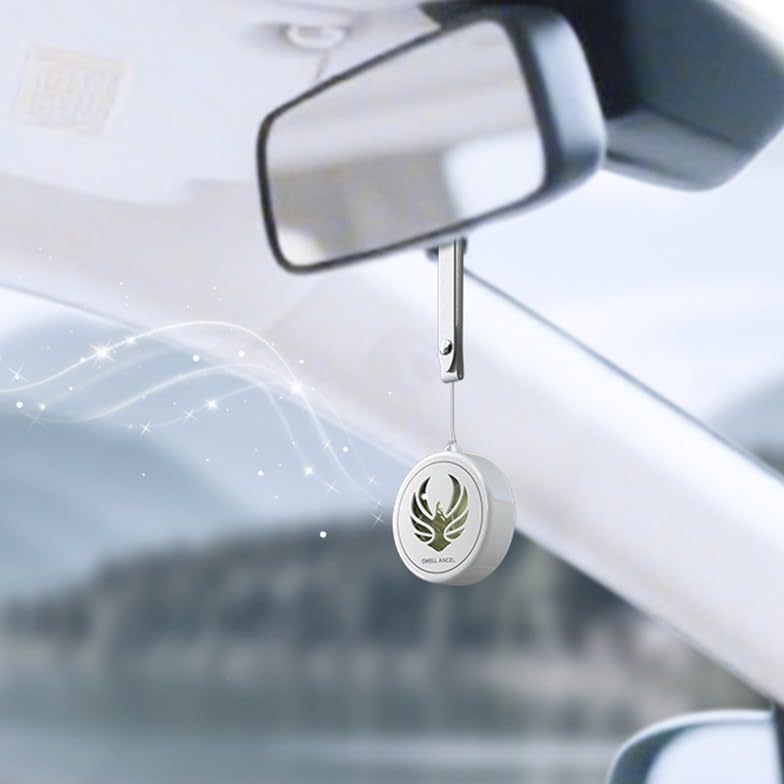 Smell Angel Car Air Freshener Hanging 2pcs, Magnetic Metal Essential Oil Diffuser, Refillable Long Lasting Scent, Cute Car Odor Eliminator, Auto