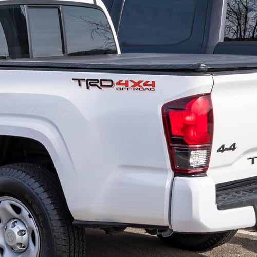 GRITKULTURE Removable TRD 4x4 Offroad Bedside Graphic Vinyl Decals 2 Pack for Drivers and Passenger Side Universal Year Tacoma and Tundra 4runner Replacement with Squeegee Easy Installation (RED)