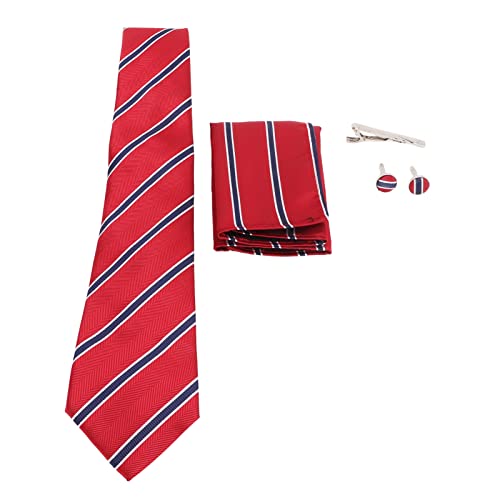 Conjunto de gravatas masculinas listradas, gravatas masculinas da moda com abotoaduras de lenço para