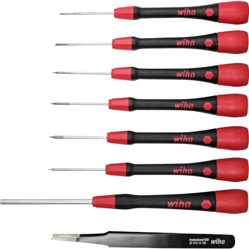 Wiha PicoFinish 42995 Fine Screwdriver Set 8-Piece Kit for Smartphones, Tablets, PCs, Consoles, Cameras, Watches, Glasses, Model Making & Co, Especially Apple/iPhone