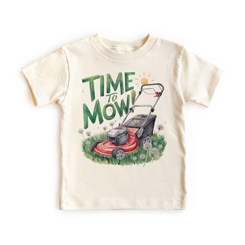 Funny Time To Mow Lawnmower Kids Shirt - Mowing The Grass Day Fun Outf