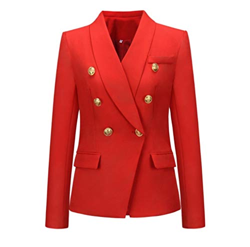 Preisvergleich Produktbild Mitef Damen-Blazer, klassisch, lässig, Schalkragen, doppelreihig, Knöpfe, Blazer, Jacke, Büro, formelle Arbeit, Anzüge Gr. 44, rot