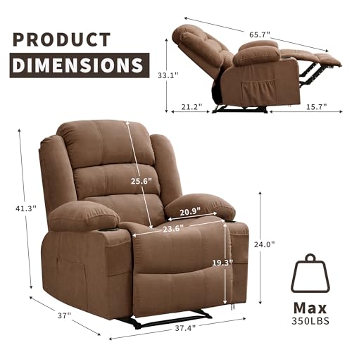 Sillón reclinable moderno chenille marrón miniatura 2