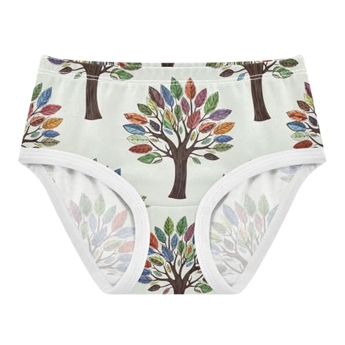 Whimsical Trees Beige Panties for Girls, Toddler Girl Panties, Girls Underwear Cotton, 2–8 Years