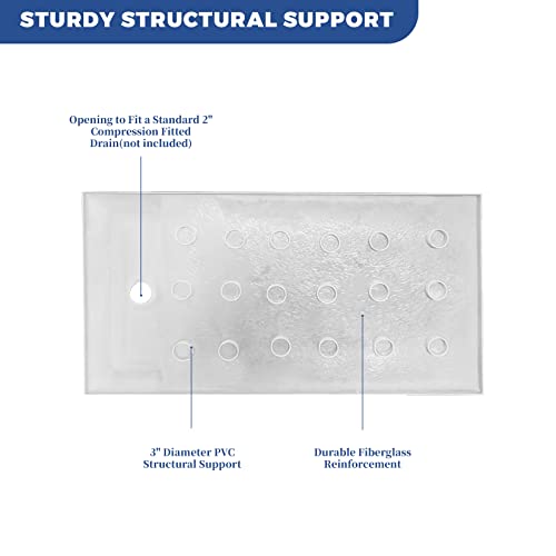 Ckb 60 In. L X 32 In. W Shower Base Including Polished 304 Stainless Steel Linear Drain Cover. Acrylic Shower Pan With 3 Aluminium Flanges, White #TOP3