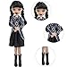 TTSUIMILESS 10'' Girls Dolls with Gift Box, Academy Uniform with Black Dress, Black High Heels, Black Hair, Great Toy Gift for Girls