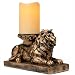 The Nifty Nook | Lion Figurine Candle Holder | Antique Gold | Flameless LED Pillar Candle & Timer | Home Decor | Beautiful Centerpiece | Perfect Mantle or Shelf Accent | Great Housewarming Gift