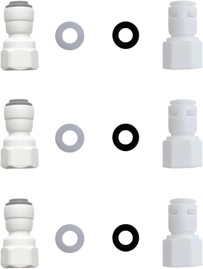 ESHIONG Hose Bib Quick Connect Adapter for Reverse Osmosis water filter,NSF Certified 3/4" Female Thread to 1/4" OD Push to Connect Plastic ro Fittings .（Pack 6）