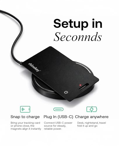 Image of Rhinokey 15W Wireless Charger Qi 1.2 Fast Wireless Charging Pads MagSafe | Magnetic Charger for card Tracker AirPods iPhone & Android Long Cable 100 cm Magnet Pad with Type C to A Cable Converter