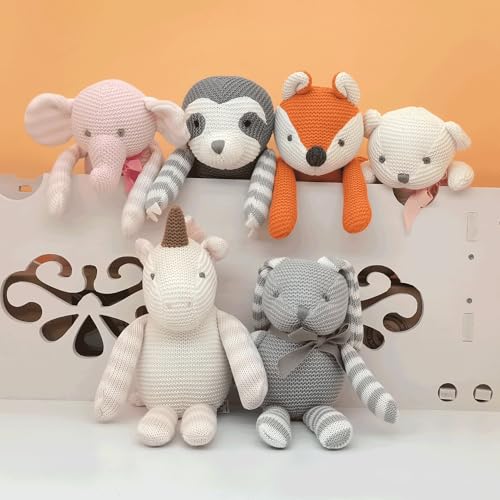 FLUFFYFUN 100% Bio-Baumwolle Kuscheltier Fuchs Baby 18cm - stofftier für Neugeborene (Orange)