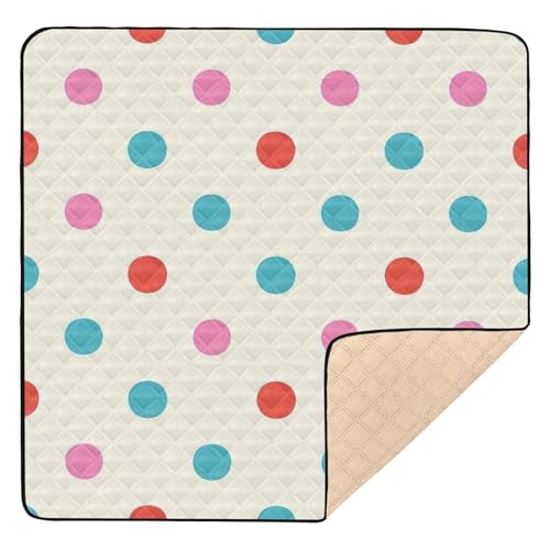 Trendy Polka Dot Teal Red Peach Large Non-Slip Baby Playmat