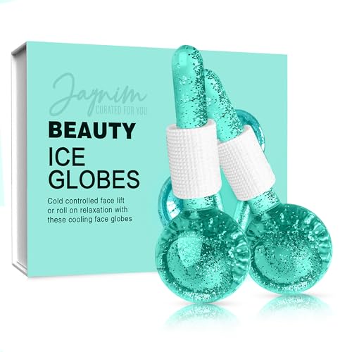 Ice Globes for Face 2PcsFacial Ice Globes for Cooling Puffiness Relief & Skin TighteningCryo Sticks Face Globes for Eyes & NeckAnti-Aging Cold Glass Ice Roller BallTeal