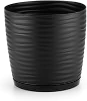 Vaso Redondo para Plantas 1,3 Litros com Prato de Encaixe Anti Dengue Dasplast | Vaso Ambientes Internos Externos | Ideal para Suculentas, Cactos e Pequenas Plantas | Organização | Produto Sustentável