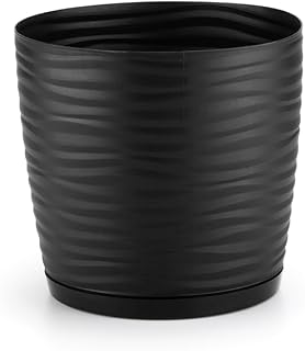 Vaso Redondo para Plantas 1,3 Litros com Prato de Encaixe Anti Dengue Dasplast | Vaso Ambientes Internos Externos | Ideal para Suculentas, Cactos e Pequenas Plantas | Organização | Produto Sustentável