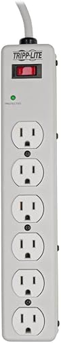 Miniatura 6 de Tripp Lite Regleta protectora de sobretensiones de 6 salidas en ángulo recto, cable de 15 pies de largo, protección para telmódem, metal, RJ11,