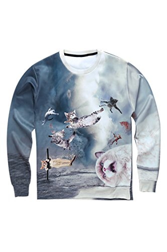 Cutiefox® Unisex Digital Print Crew Neck Pullovers Sweater Sweatshirts