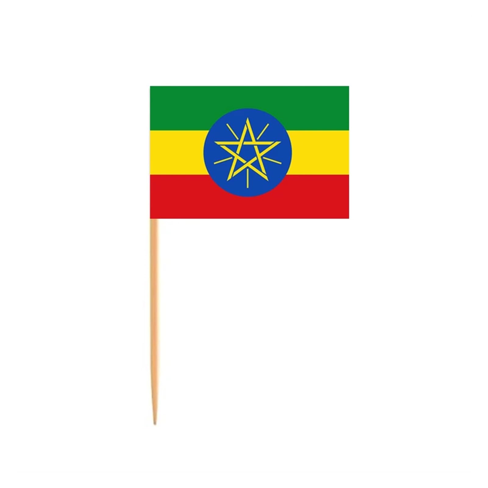 PJQUEKAIPJ 100Pcs/Set Mini Ethiopian Flag Cupcake Cocktail Cake Topper Toothpick Stick Party Bar Restaurant Accessory