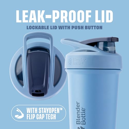 BlenderBottle Strada Sleek Shaker Cup Insulated Stainless Steel Water Bottle with Wire Whisk, 25-Ounce, Dusty Blue by BlenderBottle - Image 2