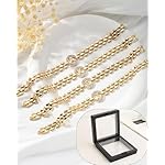 WEDDINEN Initial Bracelets for Women, 14K Gold Plated Letter A-Z Bracelets with Diamonds,Thick Chain Bracelet for Women trendy Jewelry Gifts - Image 4