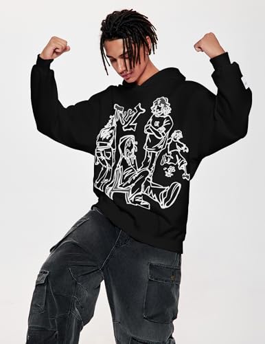 Vamtac Mens Graphic Hoodies Y2k Cute Pullover Oversized Fashion Streetwear Casual Hooded Sweatshirt Unisex Tops