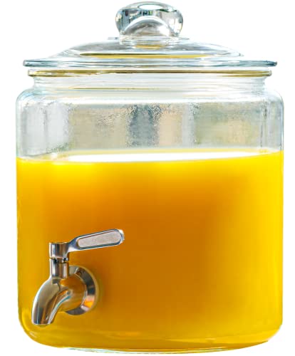 1 Gallon Beverage Dispenser With Stainless Steel Spigot + Marker & Chalkboard 100% Leakproof Glass Drink Dispenser For Parties With Spout, Airtight Beverage Serveware For Water, Juice, Laundry #TOP4