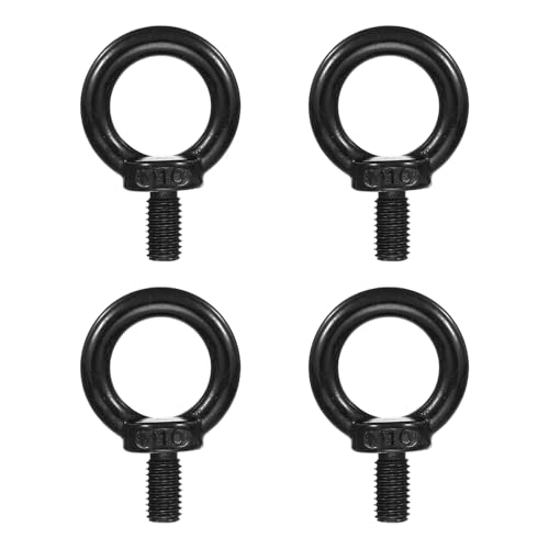 Image of PATIKIL Lifting Eye Bolts M10 x 18mm, 4 Pcs 304 Stainless Steel Shoulder Ring Threaded Screw Machinery Shoulder Eyebolt for Lifting Hanging, Black