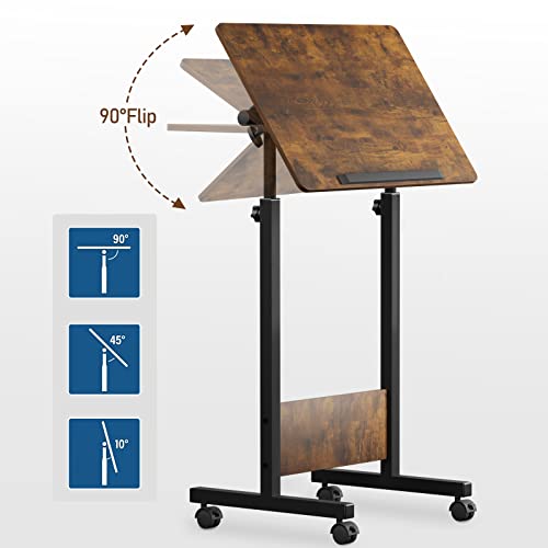 Koupa Height Adjustable Mobile Standing Desk 16×24 In,360° Flip Desk Stand Desk Home Office Table Standing Desk For Small Space Offices,Easy To Assemble(Adjustable Height: 32In-47In) #TOP3