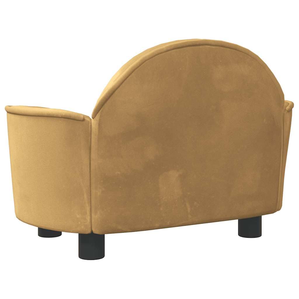 Cama para perros de terciopelo para salón con suave marco de madera de pino y cuatro patas estables como cómoda cama para mascotas para descansar en marrón, 66 x 40 x 45 cm